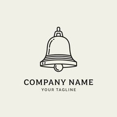 Classic bell icon logo design in a minimalist line art style.
