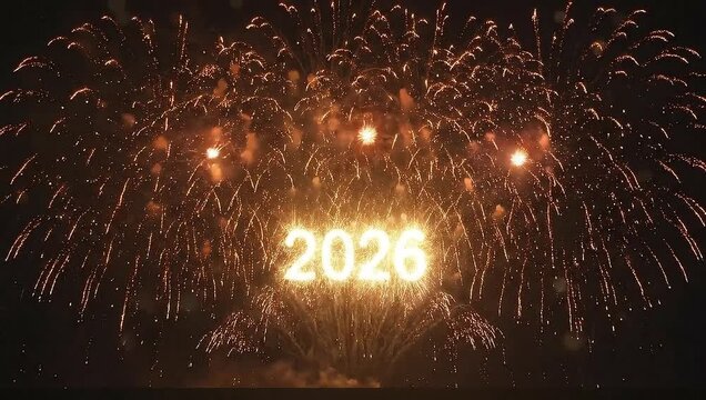 Fireworks display with numerical year festive celebration dark background
