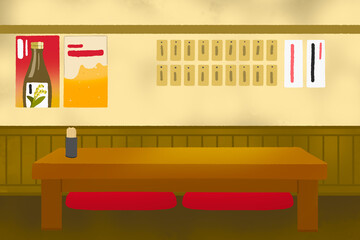 居酒屋の座敷のイラスト