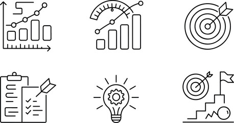 Fototapeta premium Charts and graphs illustrate data visualization concepts with various styles including bar charts, pie charts, and line graphs, representing
