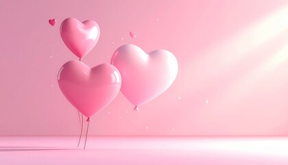 Pink Heart Balloons - A Romantic Valentines Day Celebration.