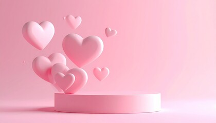 Pink Hearts on Podium - A Valentines Day Display.