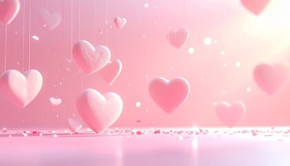 Romantic Pink Hearts Background for Valentines Day Celebration.