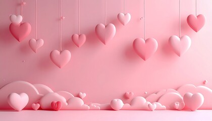 Romantic Pink Hearts Background for Valentines Day Celebration.