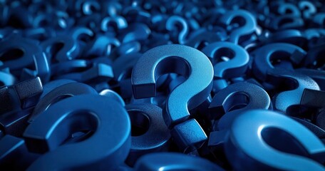 Numerous blue question marks clustered together evoking curiosity and uncertainty