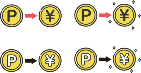 ポイントの交換イメージイラスト　ベクター
