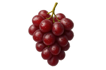 Fototapeta premium Red grapes bunch with water drops, fresh ripe organic fruit, healthy natural food for eating, isolated with transparent background