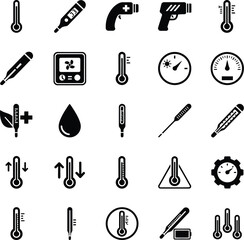 Fototapeta premium Medical Diagnostic Equipment Icon Set - Thermometer, Stethoscope, and Surgical Tools