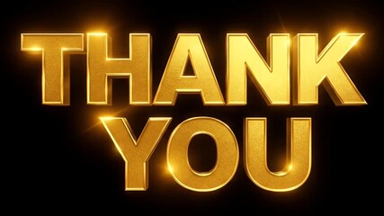 Golden Thank You Text Animation Loop With Black Background