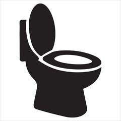 Black Toilet Silhouette Icon Restroom Sign or Bathroom Equipment Vector