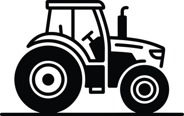 Black and White Tractor Graphic Illustration