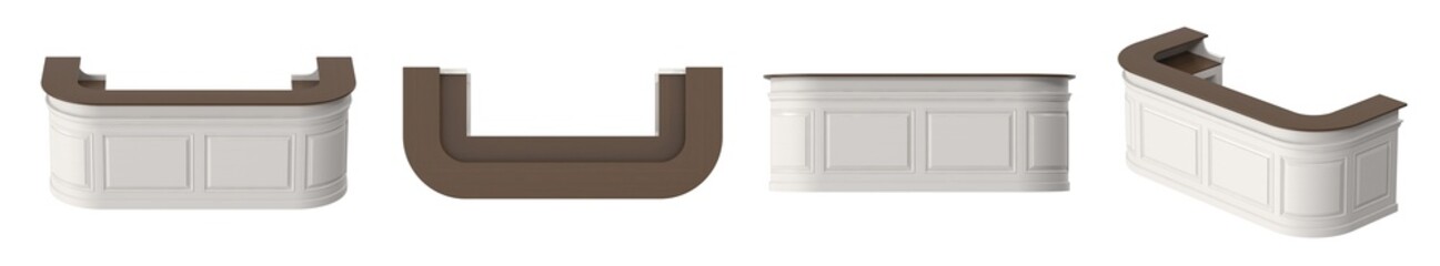 Elegant white and brown reception desk design for a modern office or business