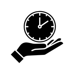 Time Management Icon with Hand Holding Clock Symbol Representing Productivity, Efficiency, and Effective Scheduling for Digital Design and User Interface