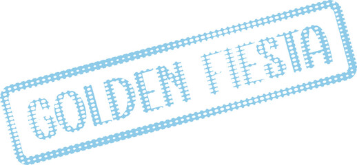 A charming light blue dotted stamp showcasing the celebratory phrase Golden Fiesta