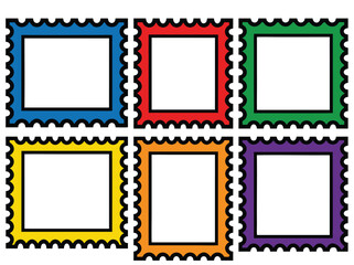 Colorful Postage Stamp Frames for Creative Design Projects.