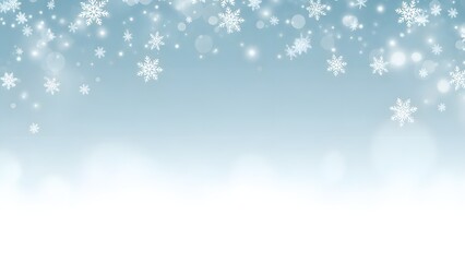 Christmas blue background with snow. 