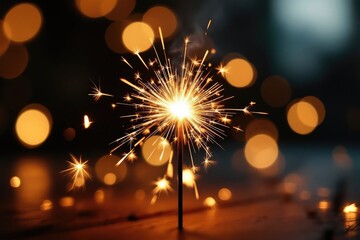 Sparkler burning with bokeh background
