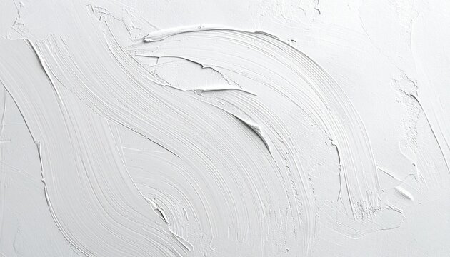 Abstract white paint strokes texture background. Rough brush strokes on canvas, artistic background for design and text.