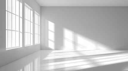 Obraz premium Cloud dancer bright empty room interior design architecture windows light and shadow mockup colour of the year 2026