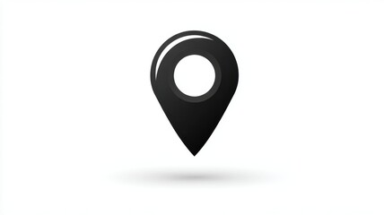 Minimalist location pin icon isolated on white background, flat vector map marker symbol, modern gps navigation design, digital mapping interface illustration