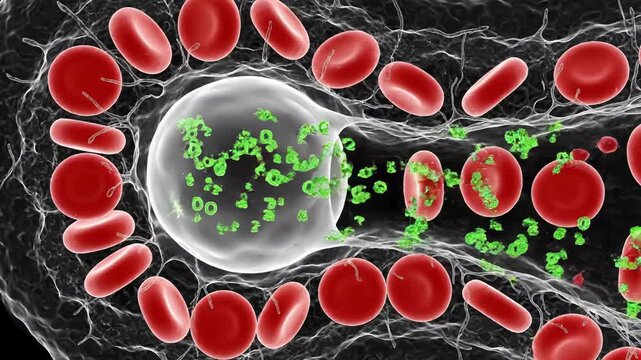 Detailed 3D Animation of Malaria Parasite Schizont Rupturing to Release Merozoites into the Bloodstream.