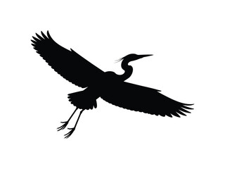 Obraz premium Flying Heron or Egret Bird Silhouette Vector | Great Blue Heron in Flight