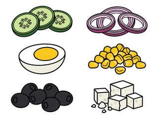 Salad Ingredients Illustration - Fresh and Colorful Components.