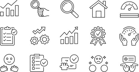 Business Performance and Quality Control Icons Set