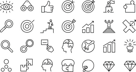 Business Success Strategy Vision and Growth Icons