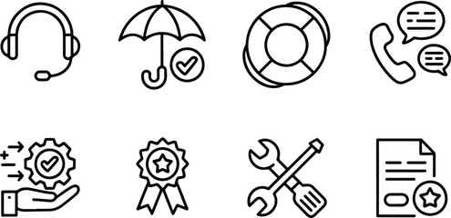 Business Support and Protection Icon Set
