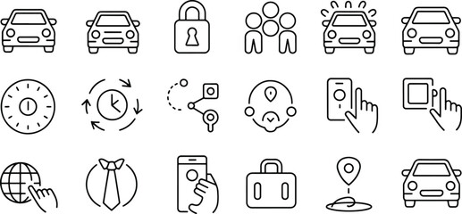 Car Sharing Service Icon Set Illustration