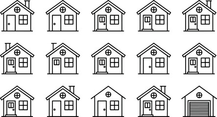Collection of Different House Icons Simple Style