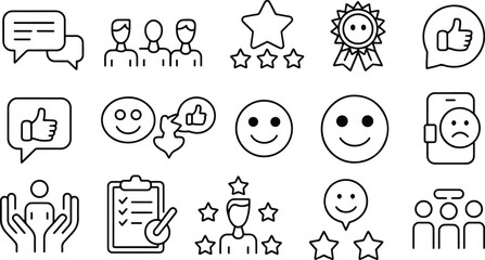 Customer feedback and satisfaction icons collection