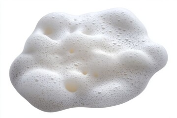 Close-up view of white soap foam bubbles cluster with varied sizes on a white background