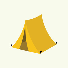 Yellow Camping Tent Icon for Outdoor Activities, Sleep, and Shelter. Vector Illustration.