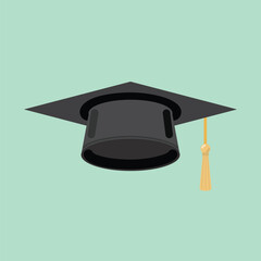 Graduation Cap  with Tassel Icon. Academic Education Symbol for University, College, and School Degree Ceremonies. Vector Illustration.