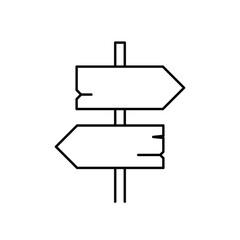 Blank wooden crossroad signpost. Vector illustration isolated on white background.