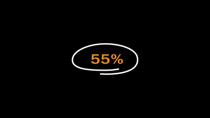 55 Percent Highlighted Circle Animation.55 Percent Circle for finance, sales ,shopping,offer,discount animated futuristic infographic with histogram.