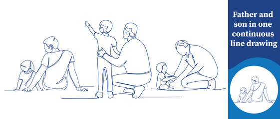 Father and son in one continuous line drawing, father and son line art, continuous line family, minimal father child, one line portrait, parent child outline, father holding son and more