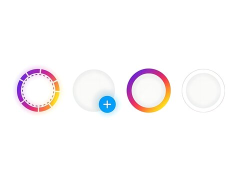 Instagram story highlight icons with gradient colors and plus symbol