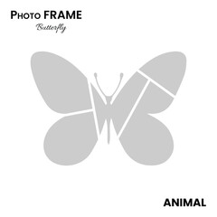 Butterfly contour photo collage arrangement for modern layout style
