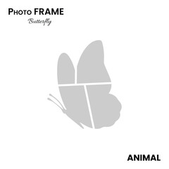 Creative butterfly outline photo frame setup for decorative layout