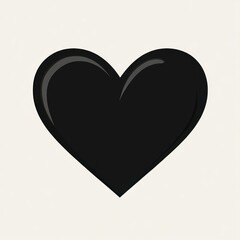 Glossy black heart shape on plain light background evoking mystery and elegance