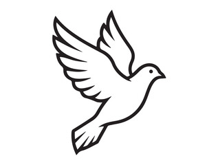 Fototapeta premium Dove in silhouette white background