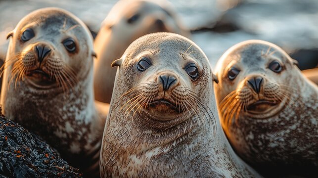 Close-up of playful sea lions