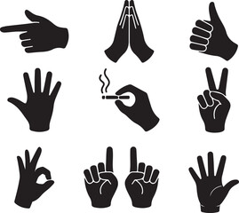 Fototapeta premium Hand gesture silhouettes icon set vector illustration