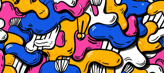 Abstract cartoon funky colorful background pink blue yellow