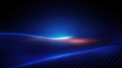 Abstract digital wave landscape with glowing light effects transitioning from blue to soft red, creating a futuristic and calm atmosphere