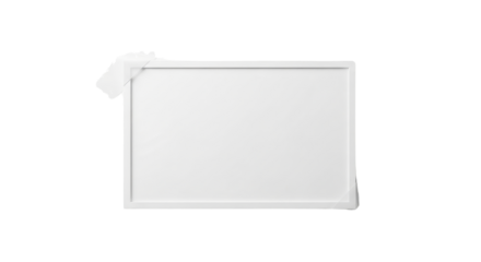 Blank white rectangle frame template for presentation display or corporate advertising mockup isolated PNG with Transparent Background