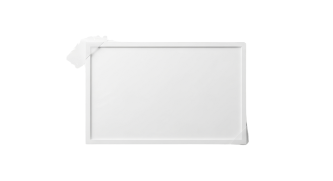 Blank white rectangle frame template for presentation display or corporate advertising mockup isolated PNG with Transparent Background